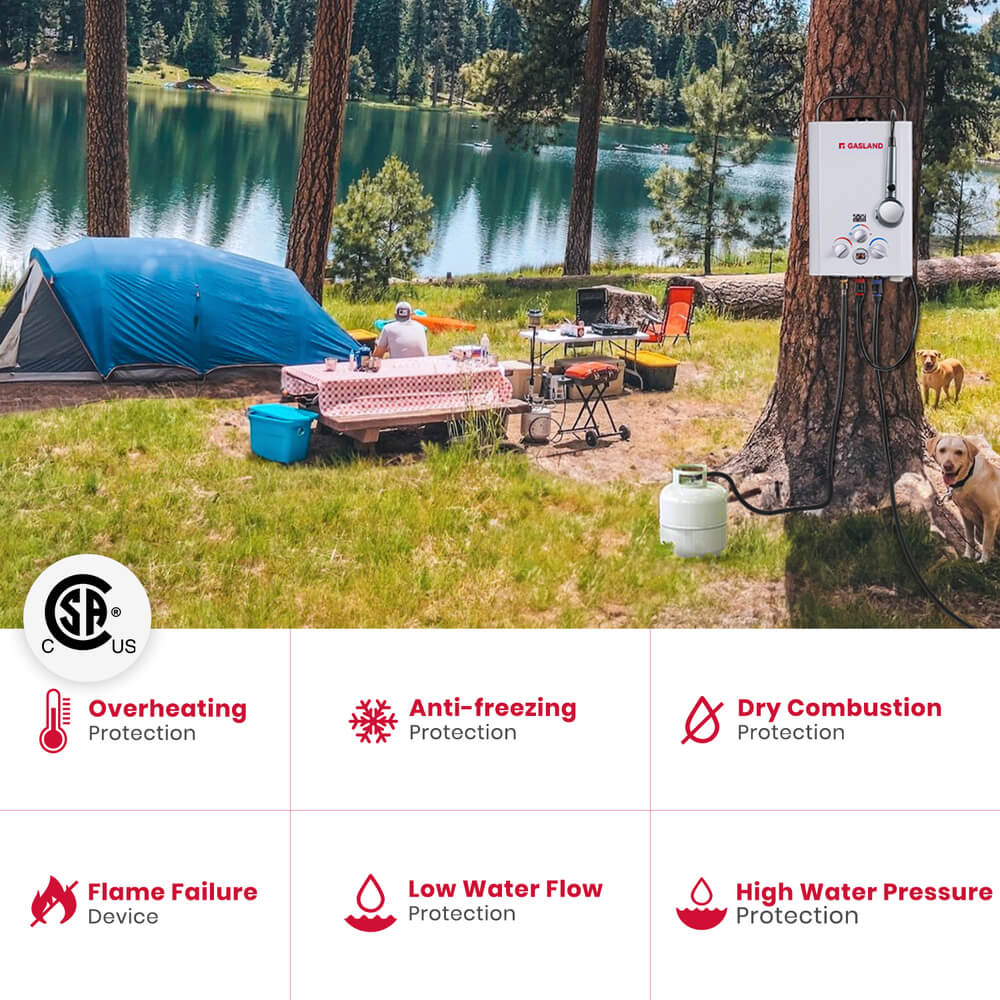 GASLAND Propane Tankless Water Heater with Water Pump - 1.58GPM 6L
