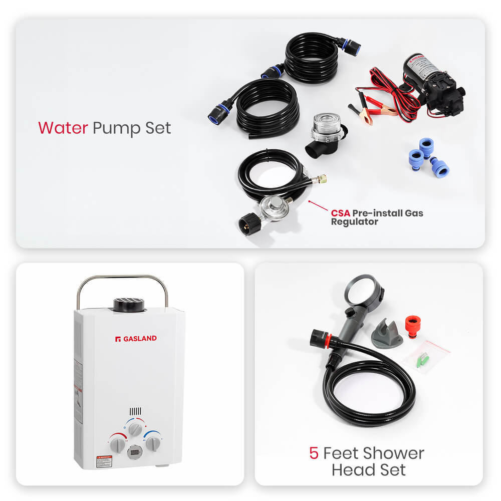 GASLAND Propane Tankless Water Heater with Water Pump - 1.58GPM 6L