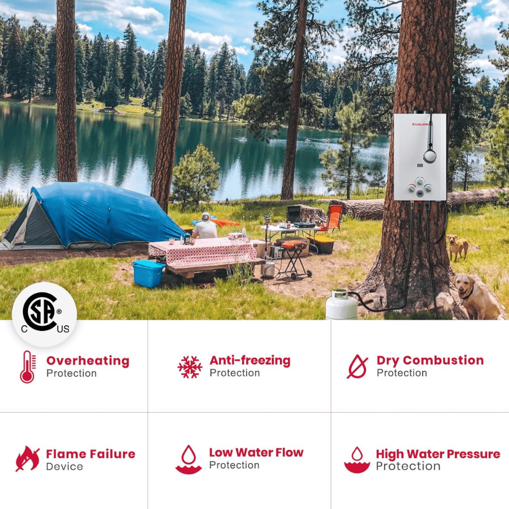 GASLAND Propane Tankless Water Heater with Water Pump - 2.64GPM 10L Digital Screen