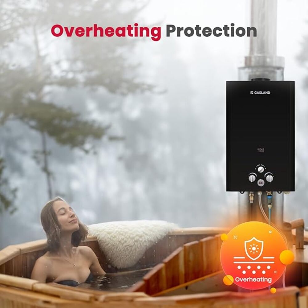 GASLAND Outdoors 16L 4.22GPM LED Digital Screen Portable Gas Water Heater-Black