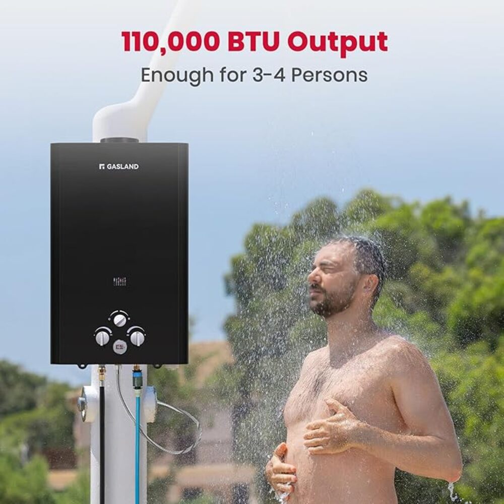 GASLAND Outdoors 16L 4.22GPM LED Digital Screen Portable Gas Water Heater-Black
