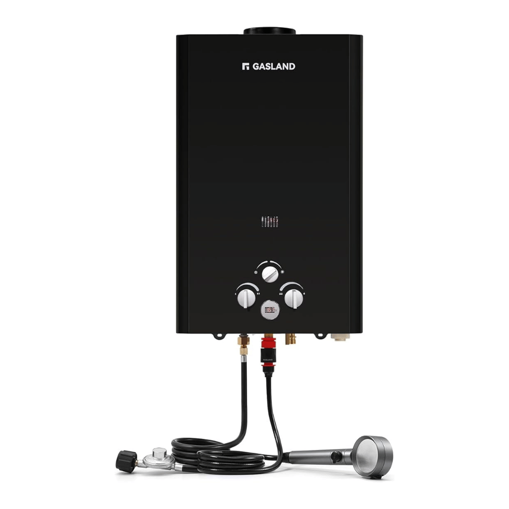 GASLAND Outdoors 16L 4.22GPM LED Digital Screen Portable Gas Water Heater-Black