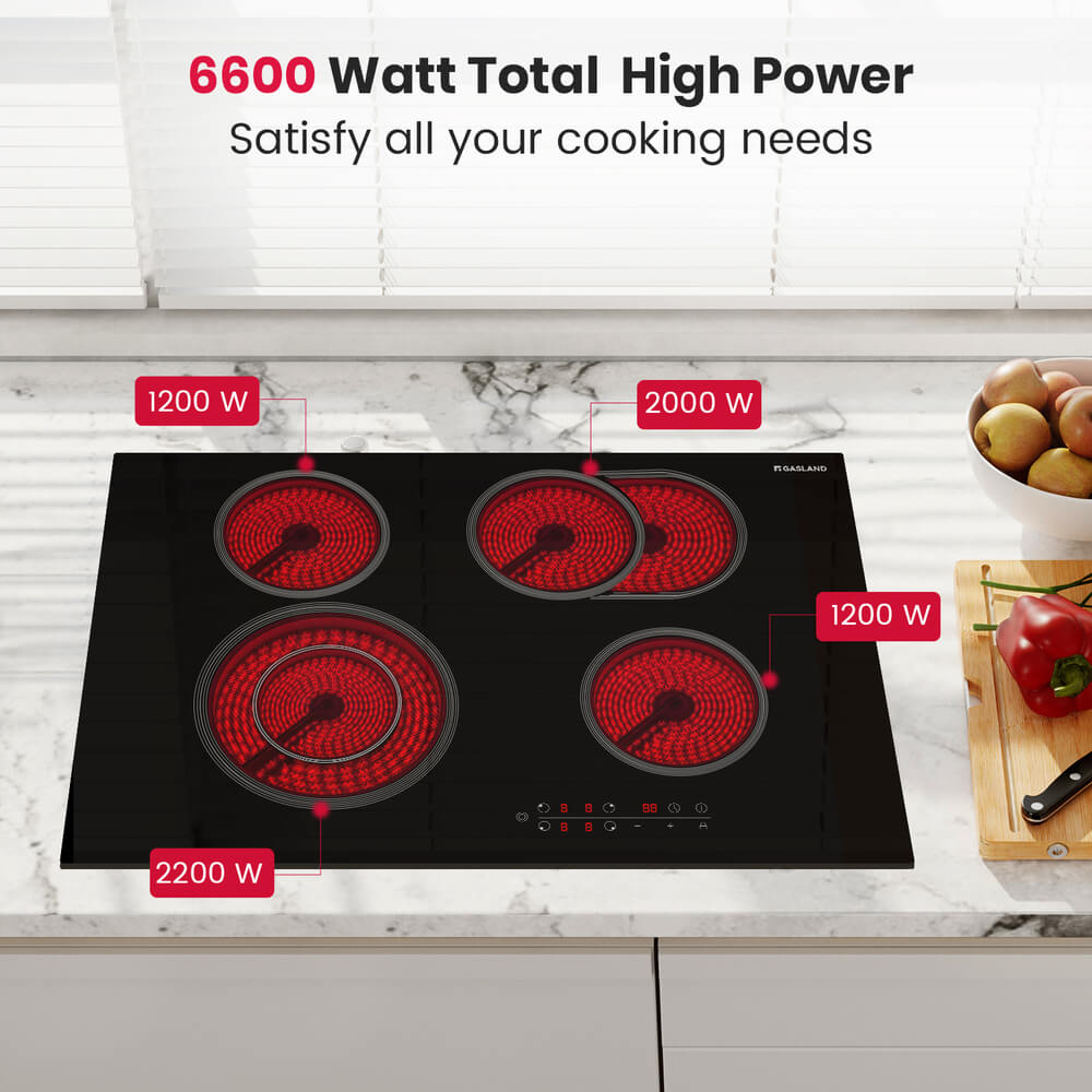 GASLAND 30 Inch 4 Burner Dual-Ring Element Sensor Touch Radiant Ceramic Cooktop