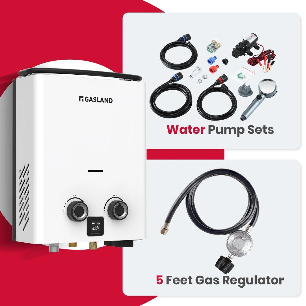 GASLAND GoShower 5Pro 1.32 GPM Outdoor Propane Tankless Water Heater With Pump Kit