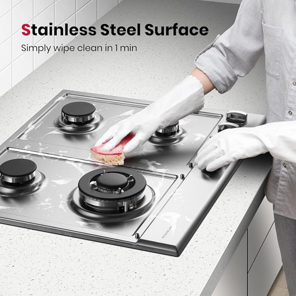 GASLAND 24 Inch 4 Burner Stainless Steel Wok Burner Gas Cooktop