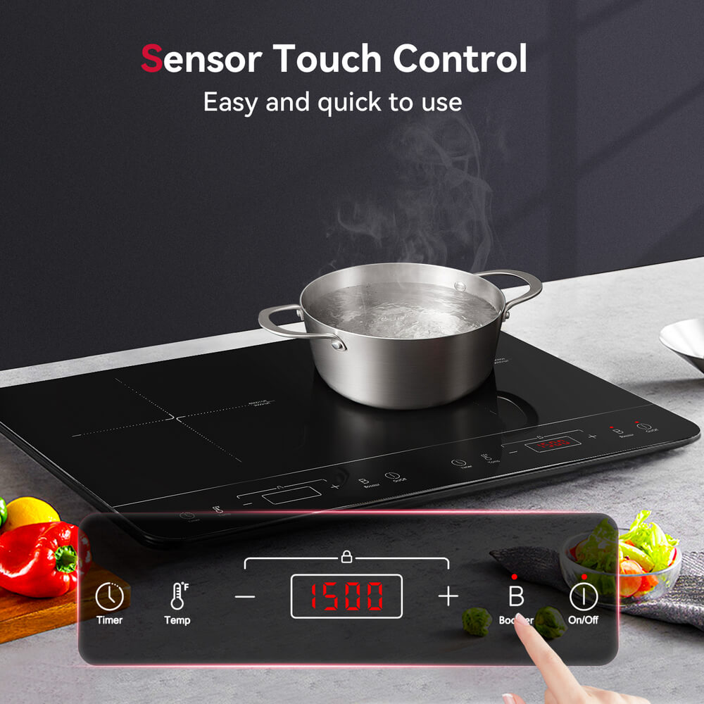 GASLAND 24 Inch Touch Control Portable Induction Cooktop with Double Boost Zone 1800W