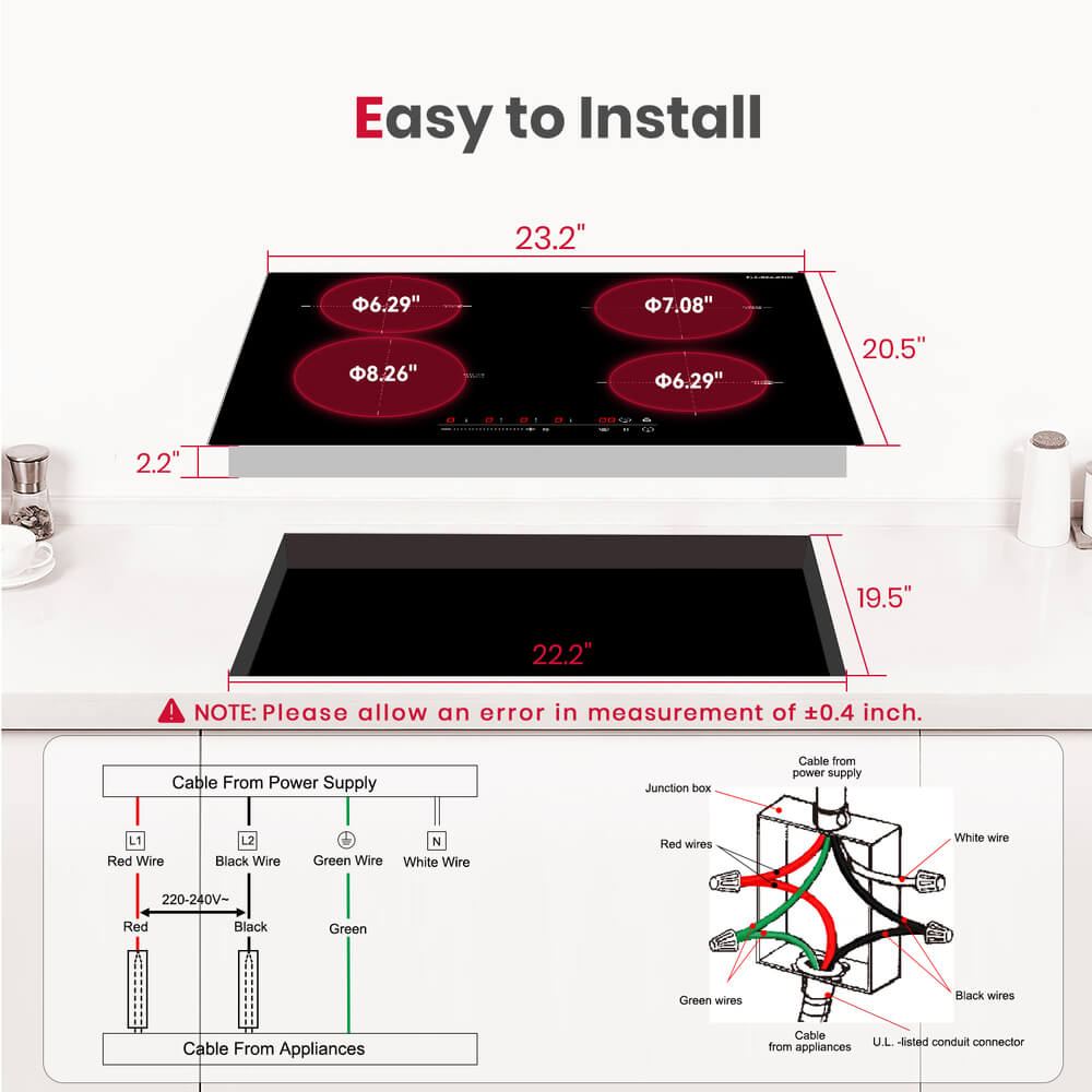 GASLAND 24 Inch 4 Boost Burner Slider Control Induction Cooktop