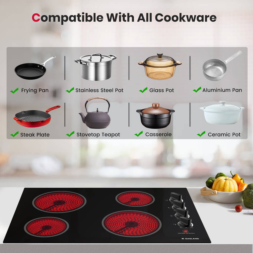 GASLAND 30 Inch 4 Burner Pro-Style Knob Control Radiant Ceramic Cooktop