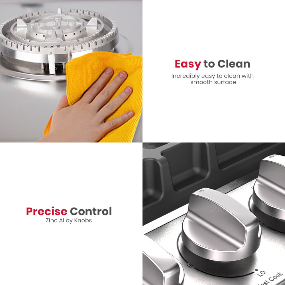 GASLAND 30 Inch 5 Burner Stainless Steel Gas Cooktop with Reversible Grill/Griddle