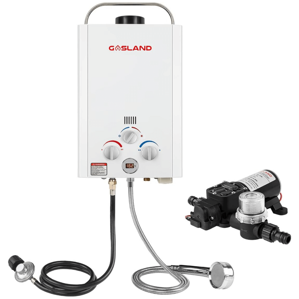 GASLAND 1.58GPM 6L 41,000 BTU Digital Screen Portable Propane Tankless Water Heater with 1.6 GPM Water Pump