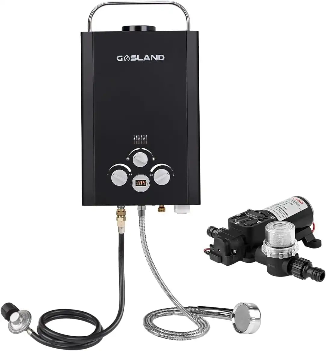 GASLAND 1.58GPM 6L 41,000 BTU Digital Screen Portable Propane Tankless Water Heater with 1.6 GPM Water Pump
