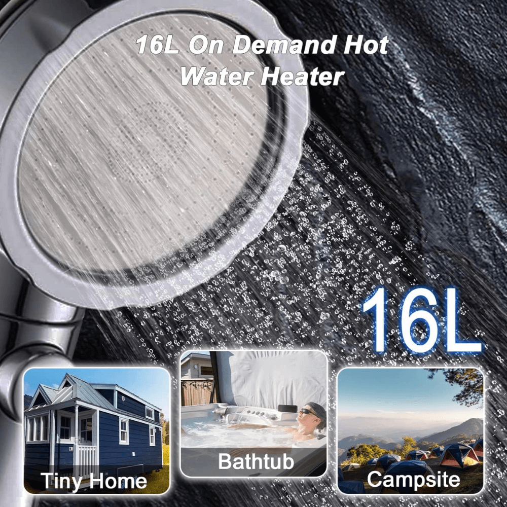 GASLAND Outdoors 16L 4.22GPM LED Digital Screen Portable Large capacity Gas Water Heater-Black
