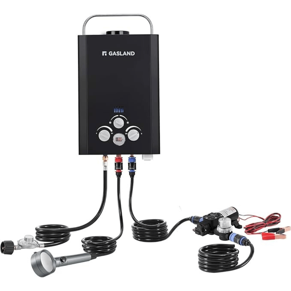 GASLAND 1.58GPM 6L 41,000 BTU Digital Screen Portable Propane Tankless Water Heater with 1.6 GPM Water Pump