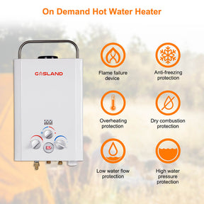 GASLAND 1.58GPM 6L 41,000BTU Portable Tankless Digital Screen Propane Gas Water Heater