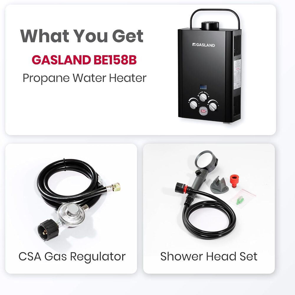 GASLAND 1.58GPM 6L 41,000BTU Portable Tankless Digital Screen Propane Gas Water Heater (Used - in 95% NEW Condition)