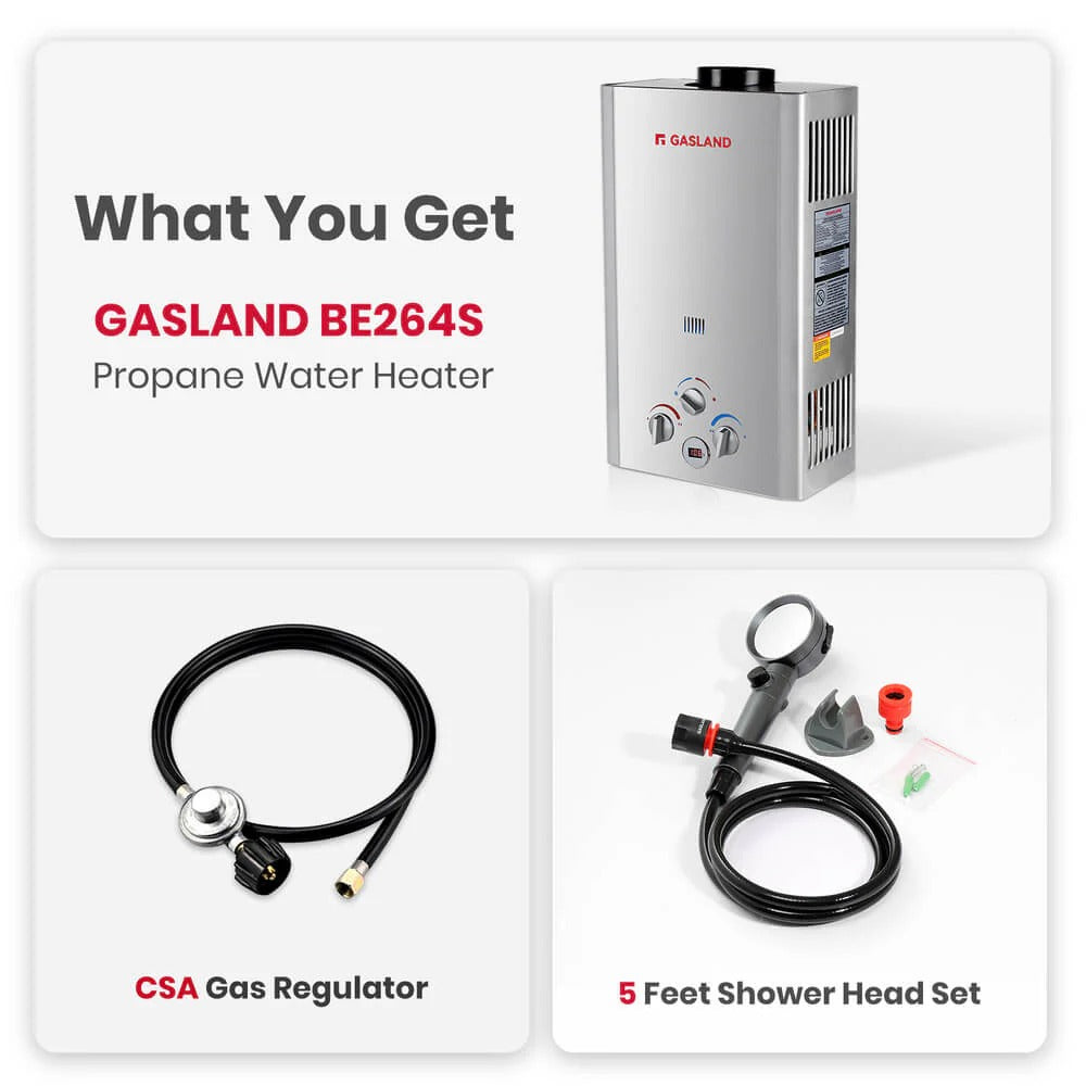 GASLAND 2.64GPM 10L 68,000BTU Portable Tankless Digital Screen Propane Gas Water Heater