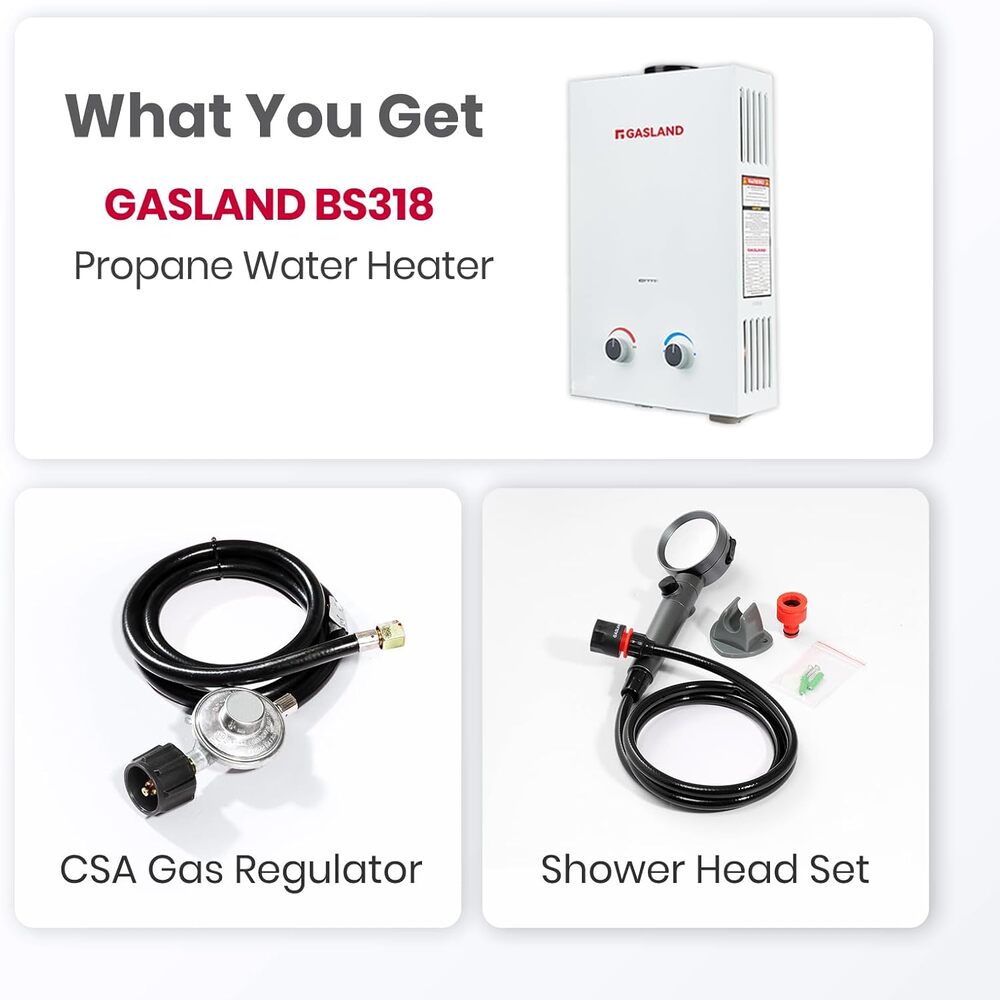 GASLAND 3.18GPM 12L 82,000BTU Outdoor Portable Propane Instant Hot Water Heater