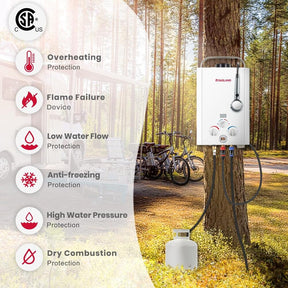 GASLAND 1.58GPM 6L 41,000BTU Portable Tankless Digital Screen Propane Gas Water Heater