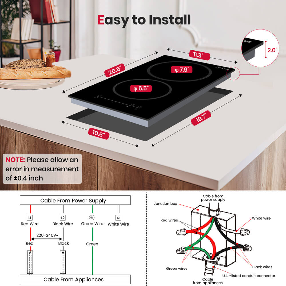 GASLAND 12 Inch 2 Burner Sensor Touch Radiant Ceramic Cooktop