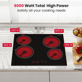 GASLAND 24 Inch 4 burner Sensor Touch Radiant Ceramic Cooktop