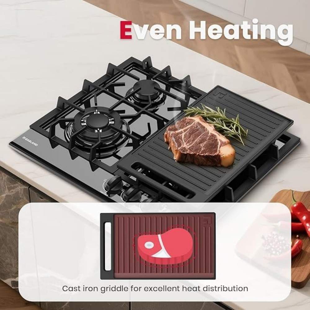 GASLAND 24 Inch 4 Burner Black Enamel Gas Cooktop