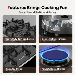GASLAND 12 Inch 2 Burner Black Enamel Gas Cooktop