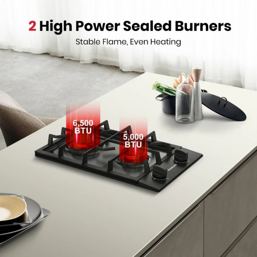 GASLAND 12 Inch 2 Burner Black Enamel Gas Cooktop