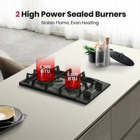 GASLAND 12 Inch 2 Burner Black Enamel Gas Cooktop