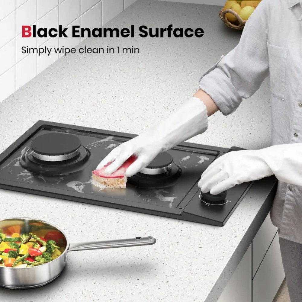 GASLAND 12 Inch 2 Burner Black Enamel Gas Cooktop