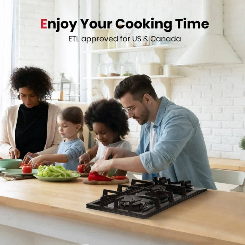 GASLAND 12 Inch 2 Burner Black Enamel Gas Cooktop