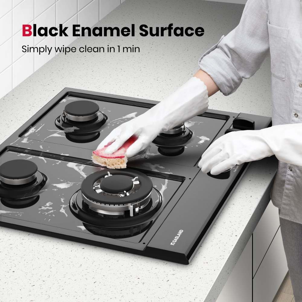 GASLAND 24 Inch 4 Burner Black Enamel Gas Cooktop