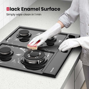 GASLAND 24 Inch 4 Burner Black Enamel Gas Cooktop