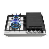 GASLAND 24 Inch 4 Burner Stainless Steel Wok Burner Gas Cooktop With Griddle