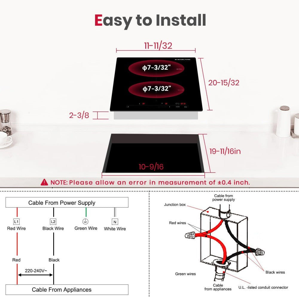 GASLAND 12 Inch 2 Boost Burner Slider Control Induction Cooktop