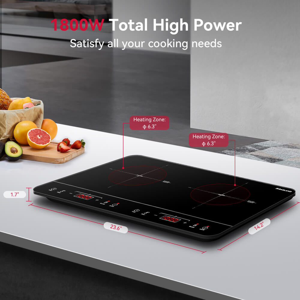 GASLAND 24 Inch Touch Control Portable Induction Cooktop with Double Boost Zone 1800W