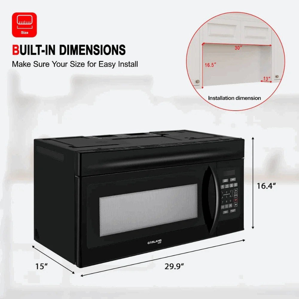 GASLAND 30" 1.6 Cu. Ft. Over the Range Microwave -  Black