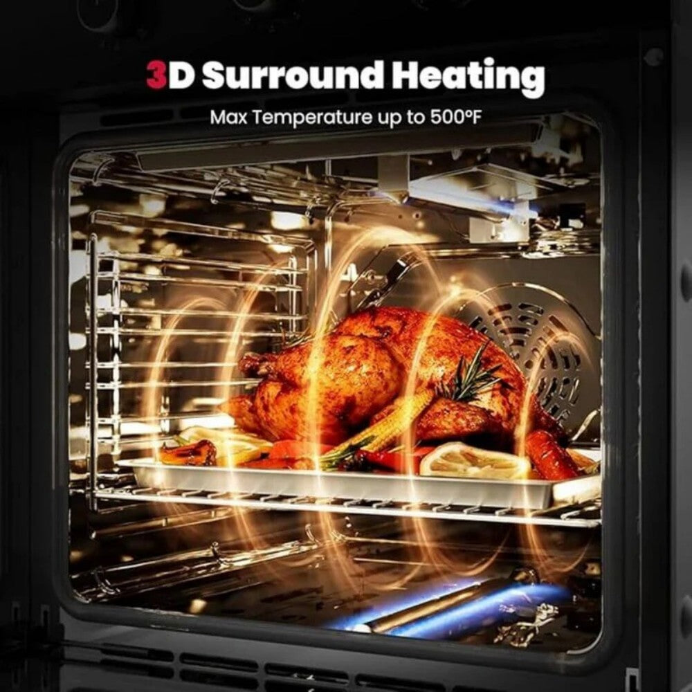 GASLAND 24" 2.12 Cu.ft Black Built-in Convection Gas Single Wall Oven with Rotisserie