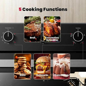 GASLAND 24" 2.12 Cu.ft Black Built-in Convection Gas Single Wall Oven with Rotisserie