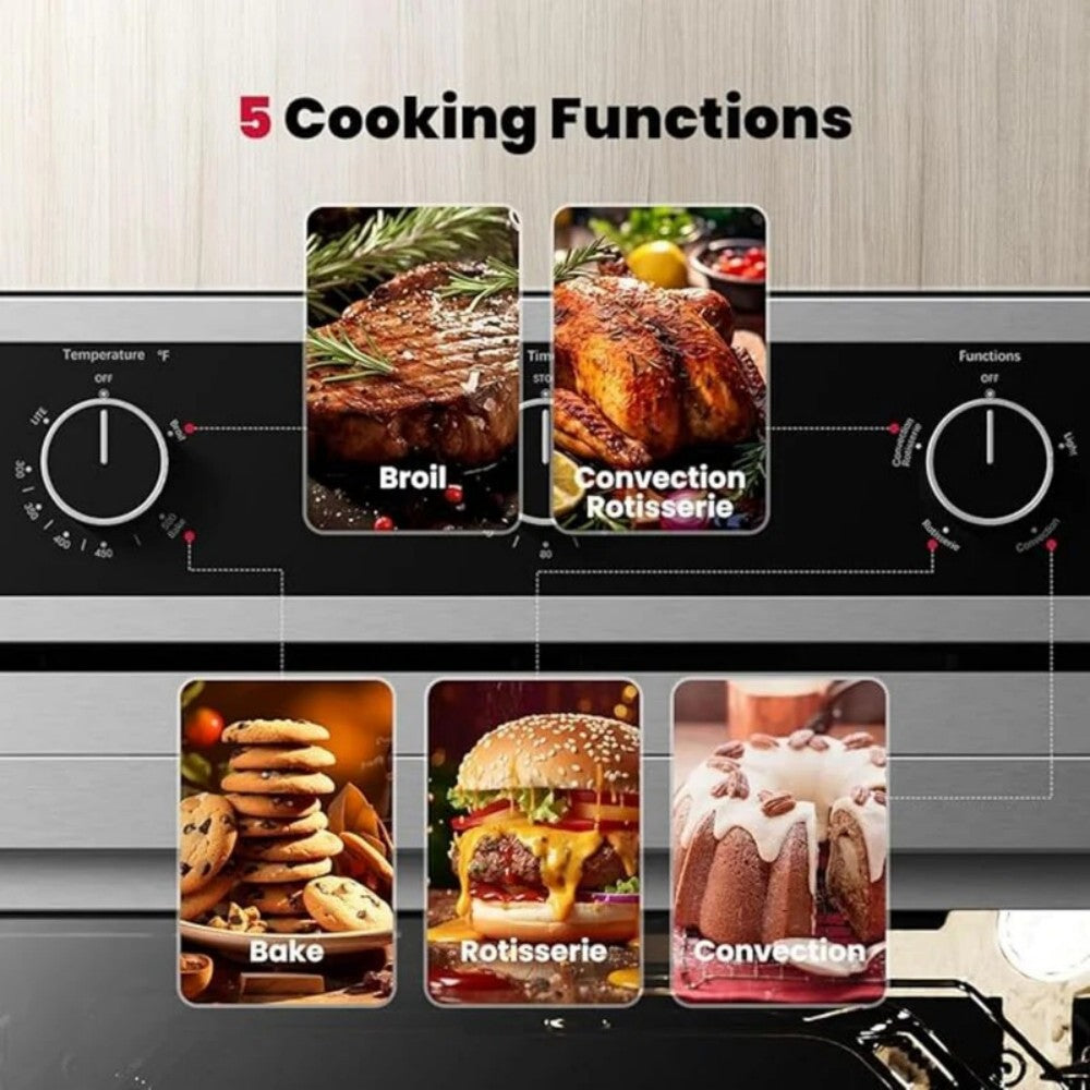 GASLAND 24" 2.12 Cu.ft Stainless Steel Convection Gas Single Wall Oven with Rotisserie