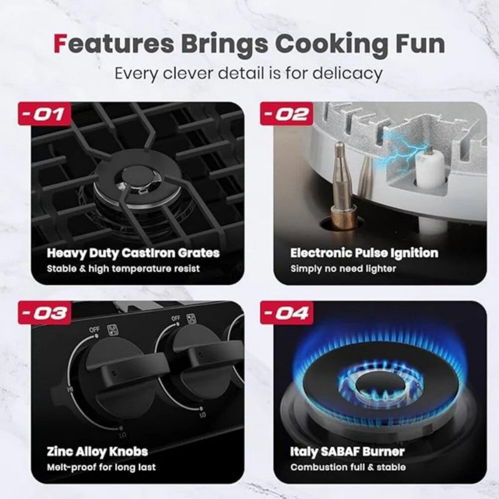 GASLAND 36 Inch 5 Burner Black Enamel Gas Cooktop