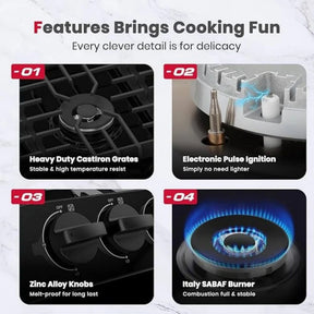 GASLAND 36 Inch 5 Burner Black Enamel Gas Cooktop