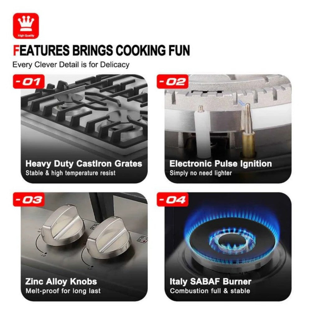 GASLAND 36 Inch 5 Burner Stainless-steel Built-in Gas Cooktop