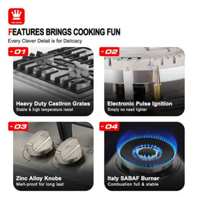 GASLAND 36 Inch 5 Burner Stainless-steel Built-in Gas Cooktop