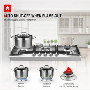 GASLAND 36 Inch 5 Burner Stainless-steel Built-in Gas Cooktop