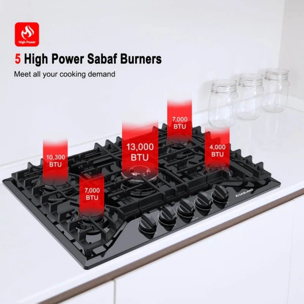 GASLAND 36 Inch 5 Burner Black Enamel Gas Cooktop
