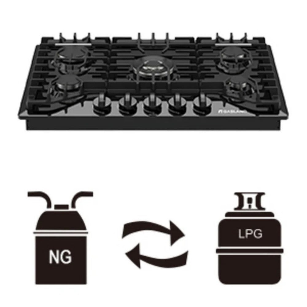 GASLAND 36 Inch 5 Burner Black Enamel Gas Cooktop