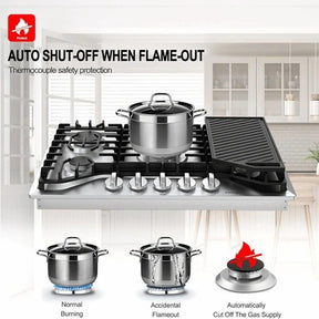GASLAND 36 Inch 5 Burner Stainless-steel Built-in Gas Cooktop