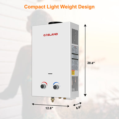 Outdoor Portable Tankless Water Heater- 2.11 GPM 8L-White